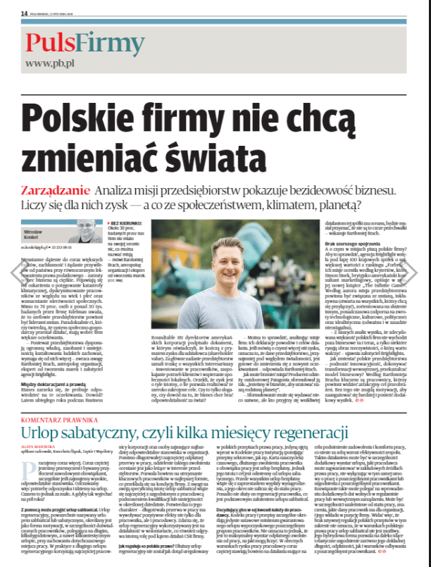 Aplikantka radcowska Agata Majewska o urlopie regeneracyjnym dla dziennika Puls Biznesu