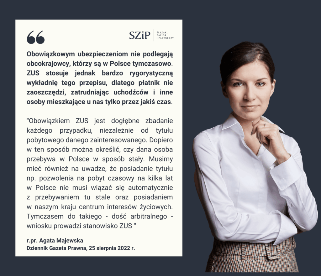 Spór o składki dla cudzoziemców – mec. A. Majewska dla Dziennika Gazety Prawnej